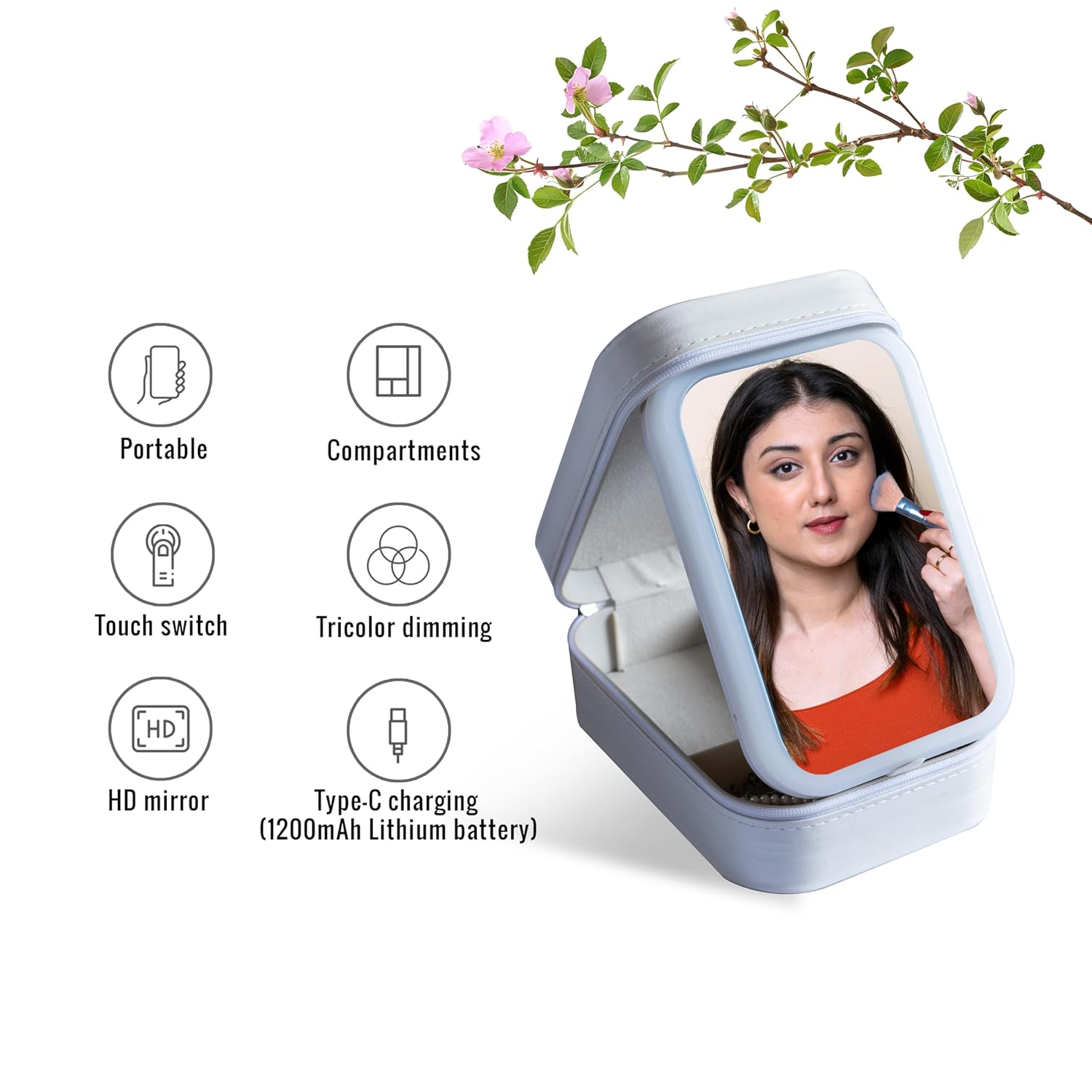 Compact Makeup Vanity with LED Mirror